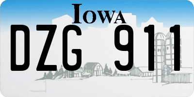 IA license plate DZG911