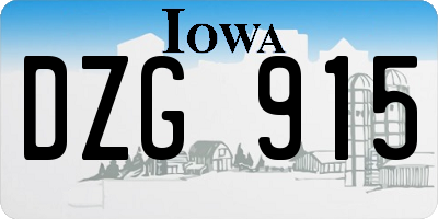 IA license plate DZG915