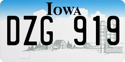 IA license plate DZG919