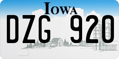 IA license plate DZG920