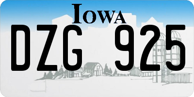 IA license plate DZG925