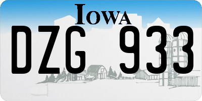 IA license plate DZG933
