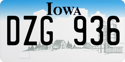 IA license plate DZG936