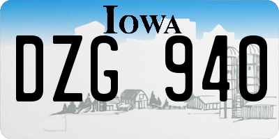IA license plate DZG940