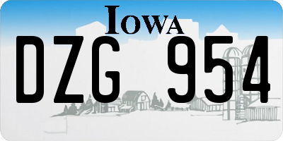 IA license plate DZG954