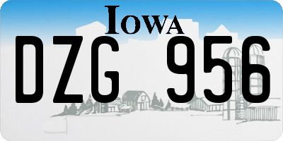 IA license plate DZG956