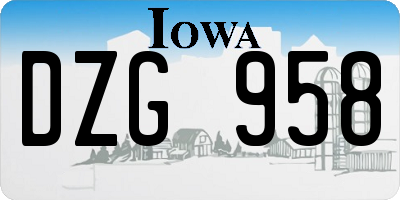 IA license plate DZG958