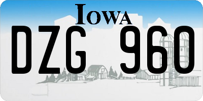 IA license plate DZG960