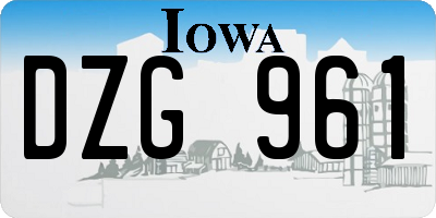 IA license plate DZG961