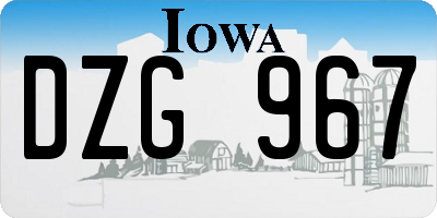 IA license plate DZG967