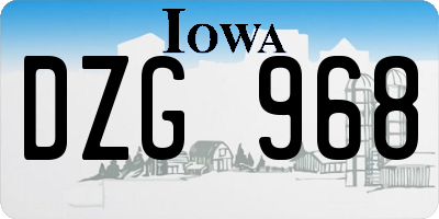 IA license plate DZG968