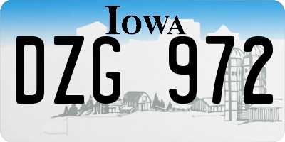 IA license plate DZG972