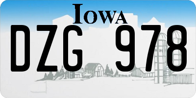 IA license plate DZG978
