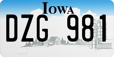 IA license plate DZG981