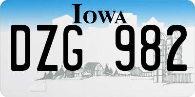 IA license plate DZG982