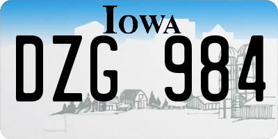 IA license plate DZG984