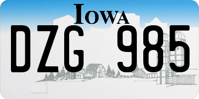 IA license plate DZG985