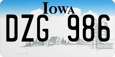 IA license plate DZG986