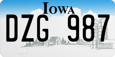 IA license plate DZG987