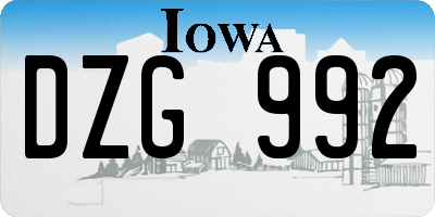IA license plate DZG992