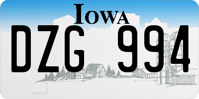 IA license plate DZG994