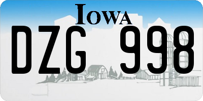 IA license plate DZG998