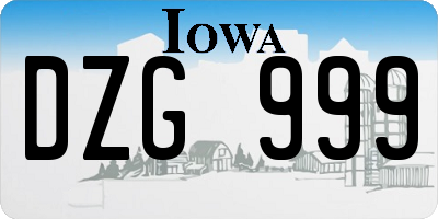 IA license plate DZG999