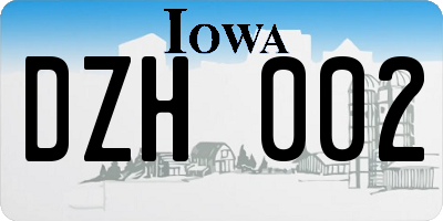 IA license plate DZH002