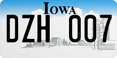 IA license plate DZH007