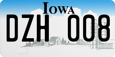 IA license plate DZH008