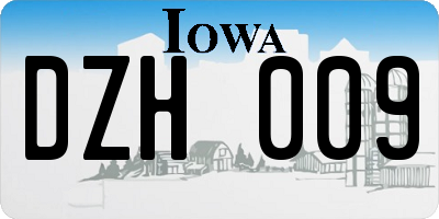 IA license plate DZH009