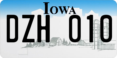 IA license plate DZH010