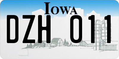 IA license plate DZH011