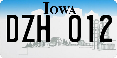 IA license plate DZH012