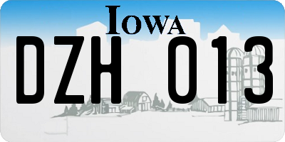 IA license plate DZH013