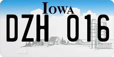 IA license plate DZH016