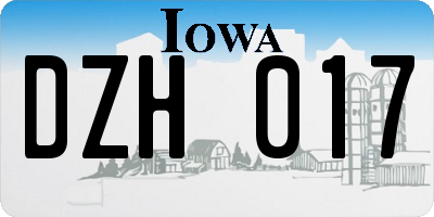 IA license plate DZH017