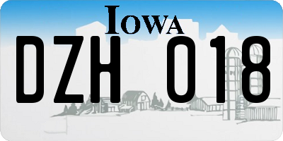 IA license plate DZH018