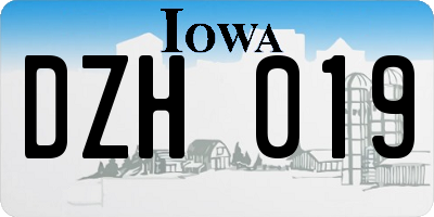 IA license plate DZH019