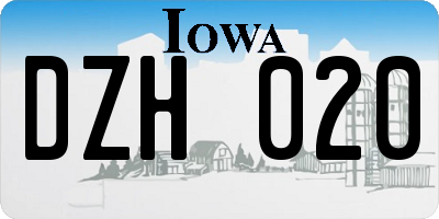 IA license plate DZH020