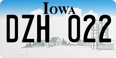 IA license plate DZH022