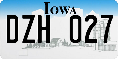 IA license plate DZH027