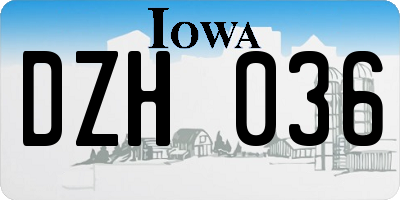 IA license plate DZH036