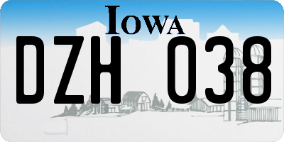 IA license plate DZH038