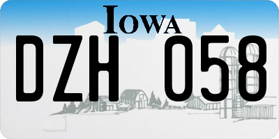 IA license plate DZH058