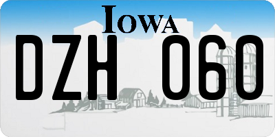 IA license plate DZH060
