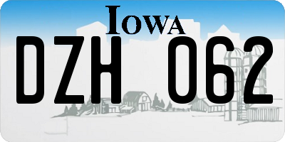 IA license plate DZH062
