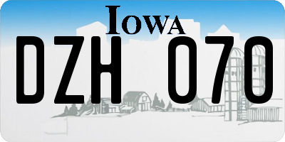 IA license plate DZH070