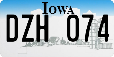 IA license plate DZH074