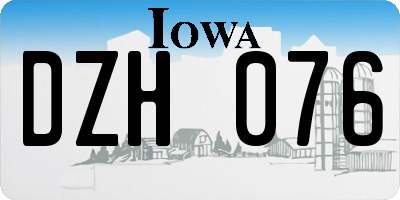 IA license plate DZH076